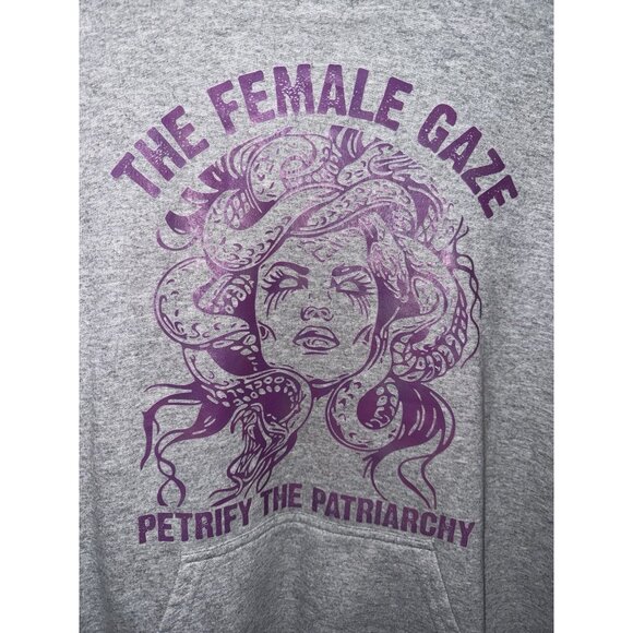 The Female Gaze Hoodie Women Size Medium Light Heather Gray Pullover Sweatshirt - Picture 4 of 6